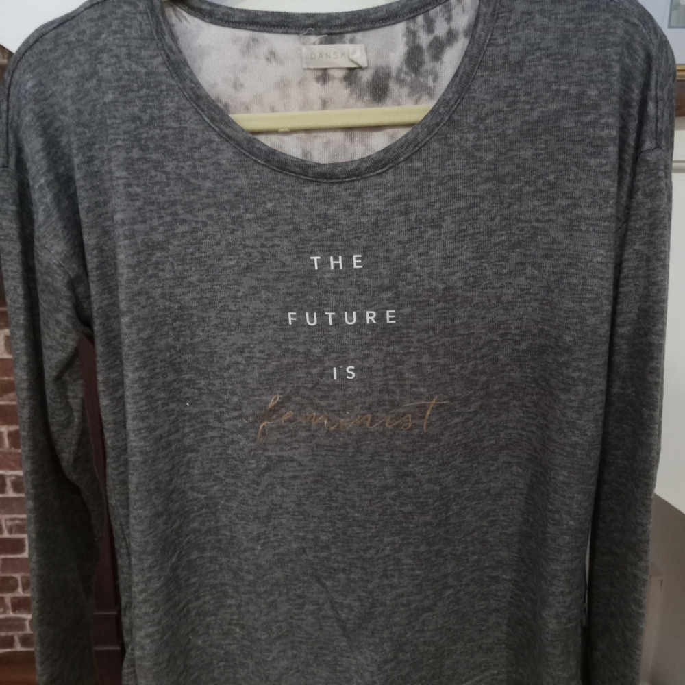 Danskin Charcoal Long Sleeve Top with Motivational Print